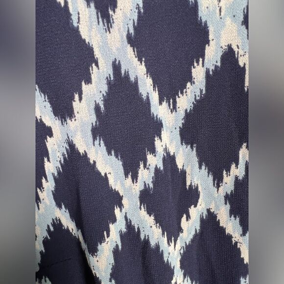 Michael Kors Ikat-Print Tiered Shirtdress midi dress size 12 blue large breasts - Picture 8 of 9